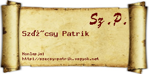 Szécsy Patrik névjegykártya