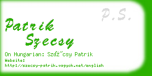 patrik szecsy business card